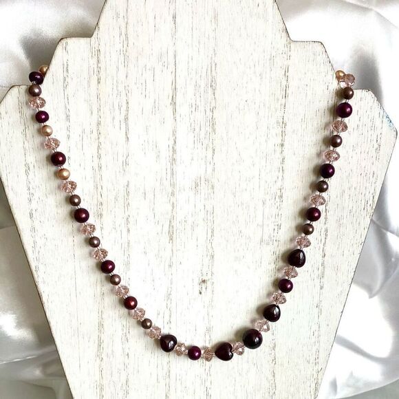 ZI# Striking Crystal, Quartz, Pearl & Silver Necklace - Picture 7 of 9